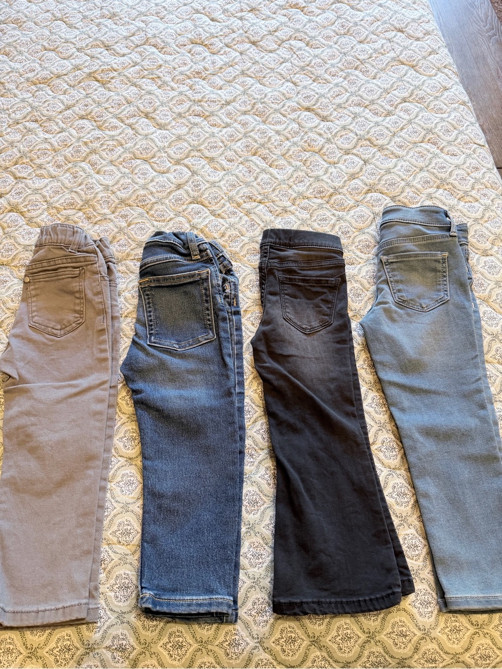 Four Girls' Skinny Jeans Bundle - Taupe, Dark Blue, Black, Light Blue